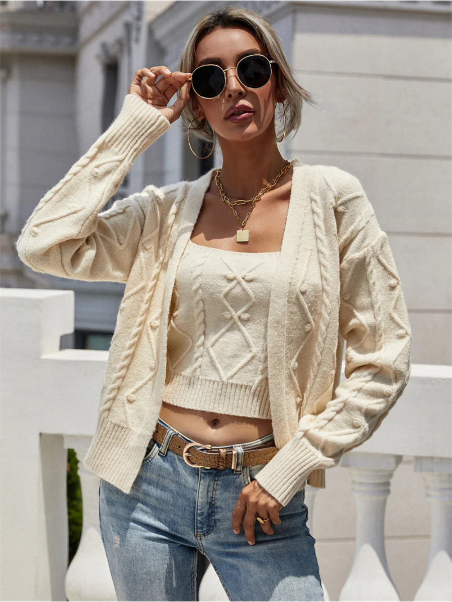 Smaibulun | RACHAELS Knit Cardigan Set - Beige - Image 3