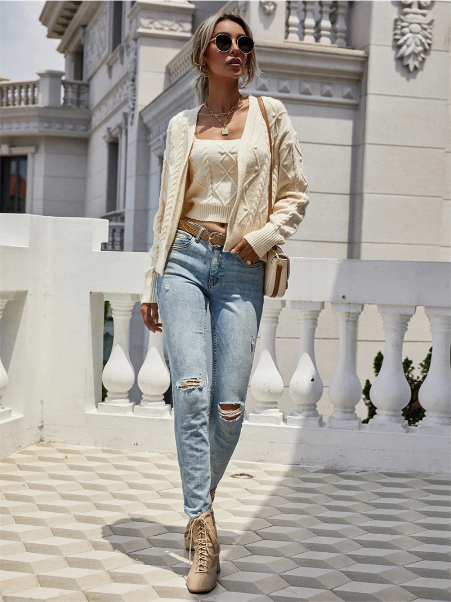 Smaibulun | RACHAELS Knit Cardigan Set - Beige - Image 4