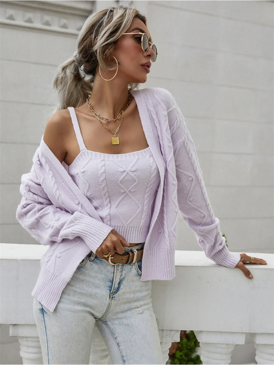 Smaibulun | RACHAELS Knit Cardigan Set - Lavender - Image 4