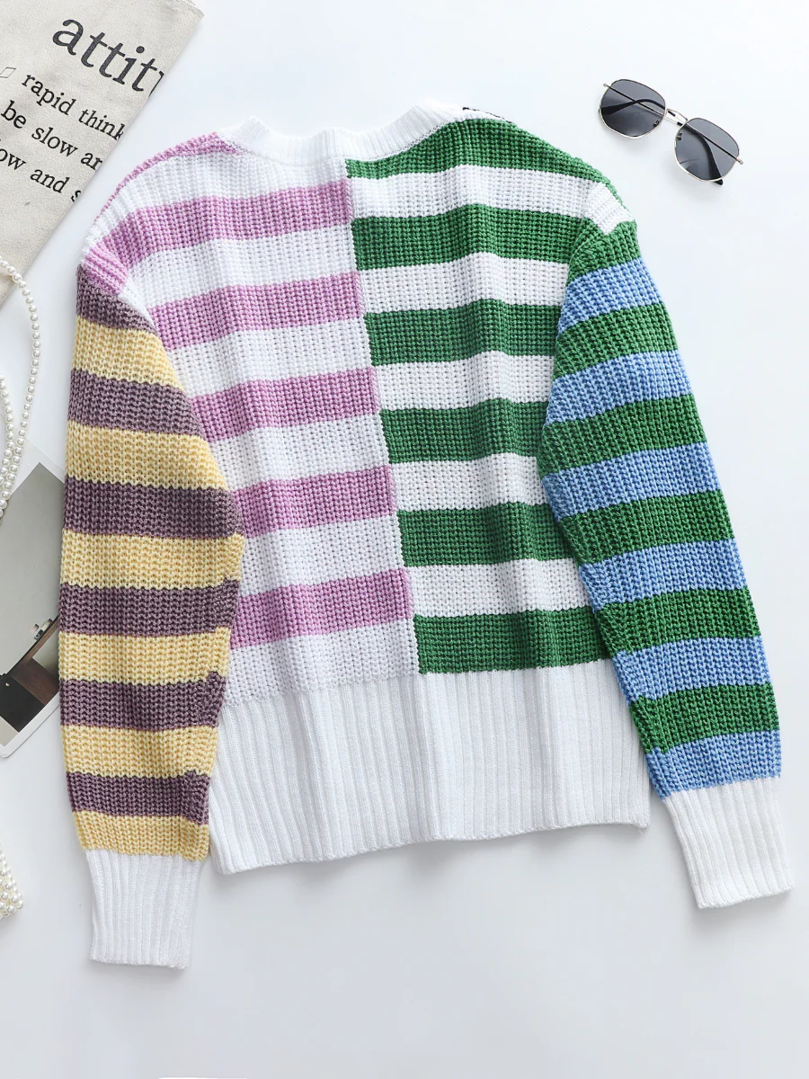 Smaibulun | ROBERTA Stripe Block Color Knit Top - Image 2