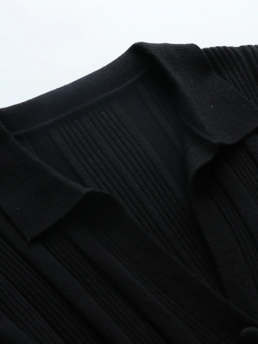 Smaibulun | TAMIA Bell Cuff Knit Shirt Jacket - Black - Image 2