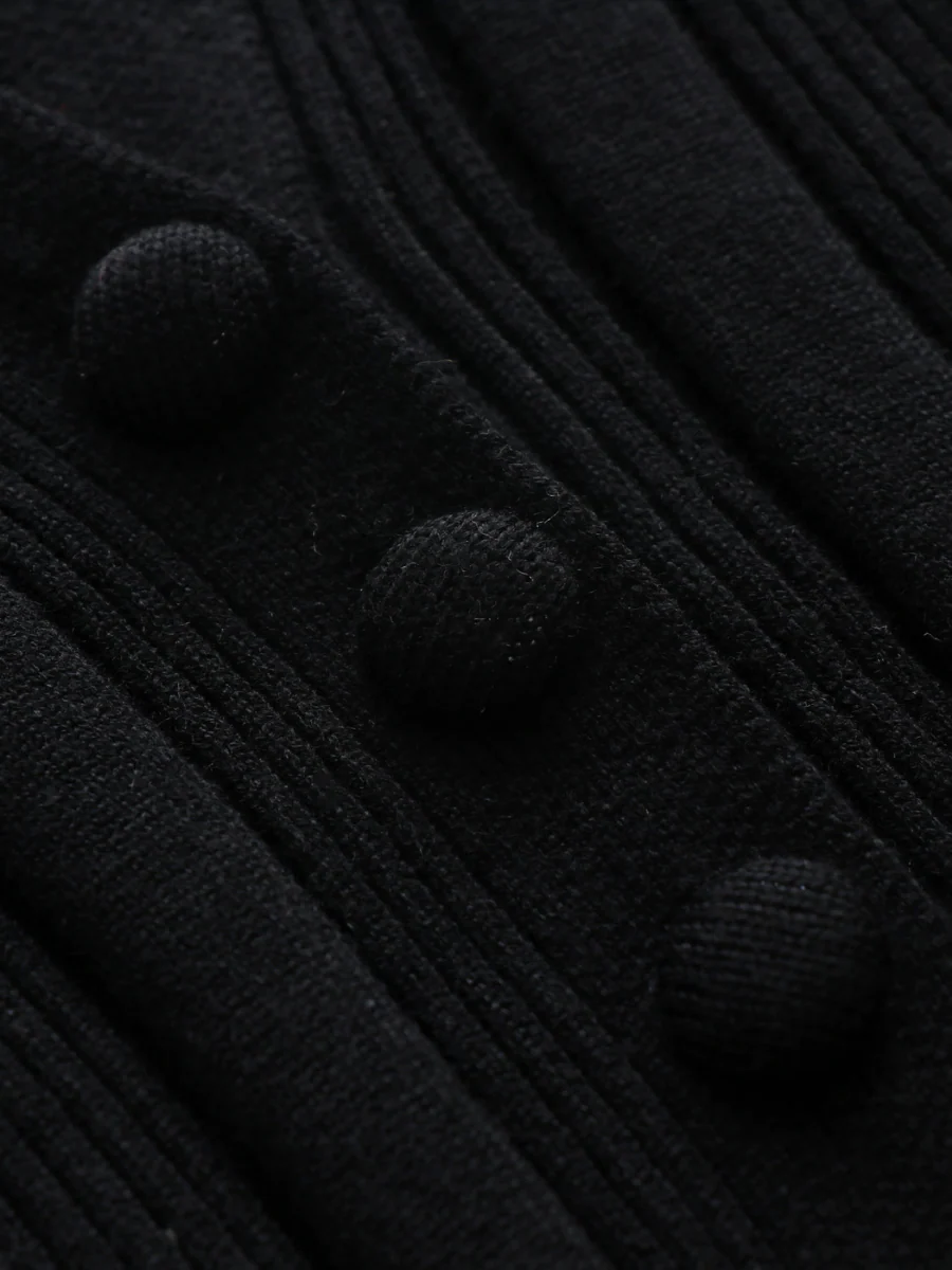 Smaibulun | TAMIA Bell Cuff Knit Shirt Jacket - Black - Image 3