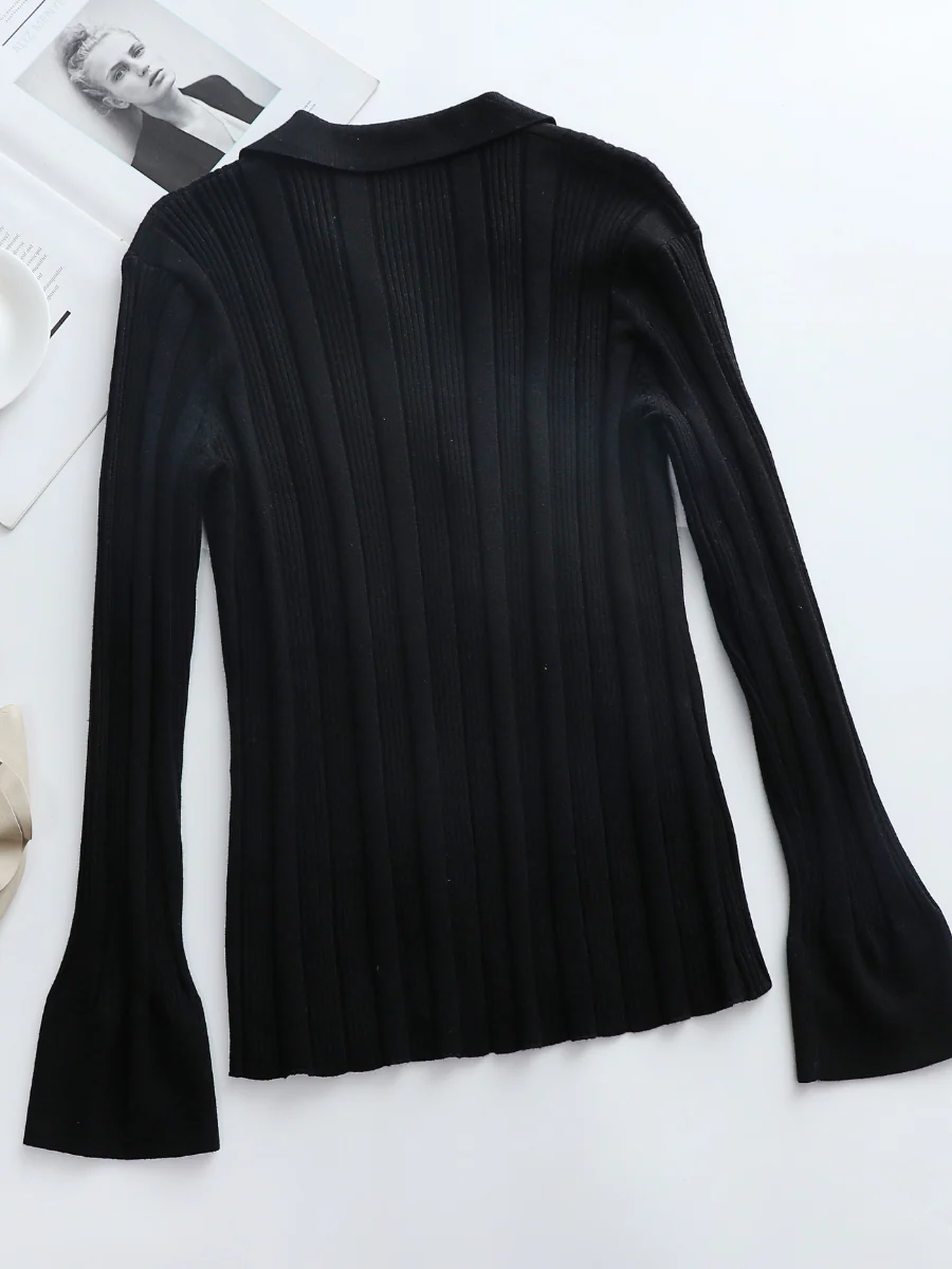 Smaibulun | TAMIA Bell Cuff Knit Shirt Jacket - Black - Image 4