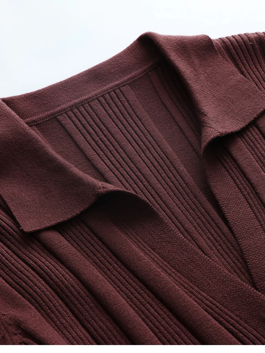 Smaibulun | TAMIA Bell Cuff Knit Shirt Jacket - Chocolate - Image 3