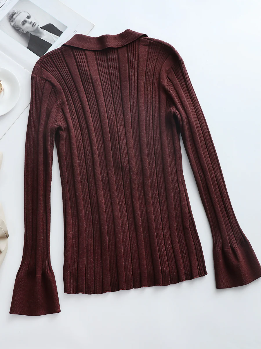 Smaibulun | TAMIA Bell Cuff Knit Shirt Jacket - Chocolate - Image 4
