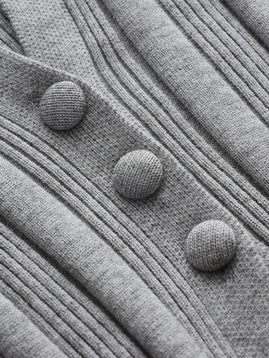 Smaibulun | TAMIA Bell Cuff Knit Shirt Jacket - Grey - Image 2