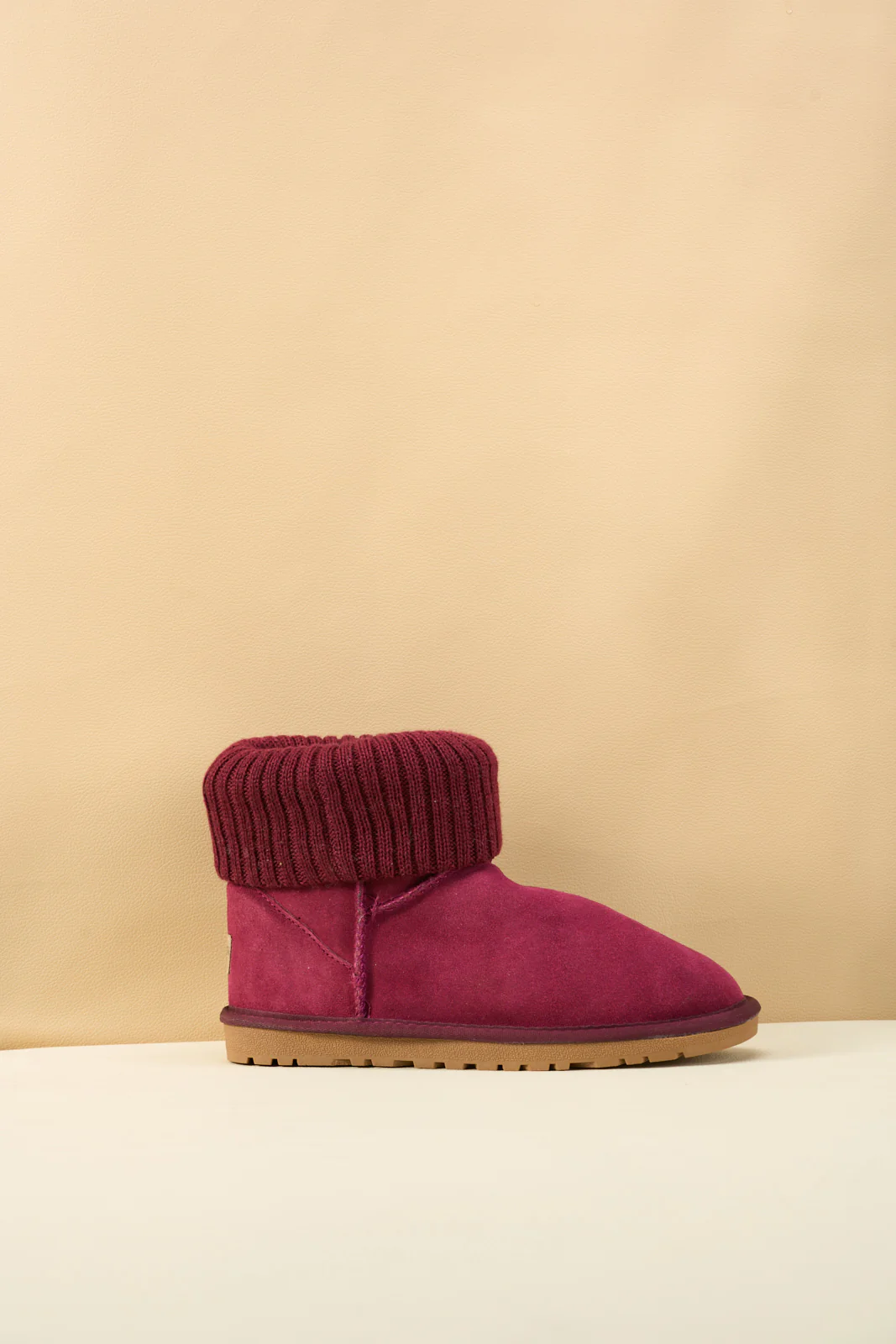 SMAIBULUN Ugg | Ankle Knit Stocking Mini Boots - Burgundy - Image 10