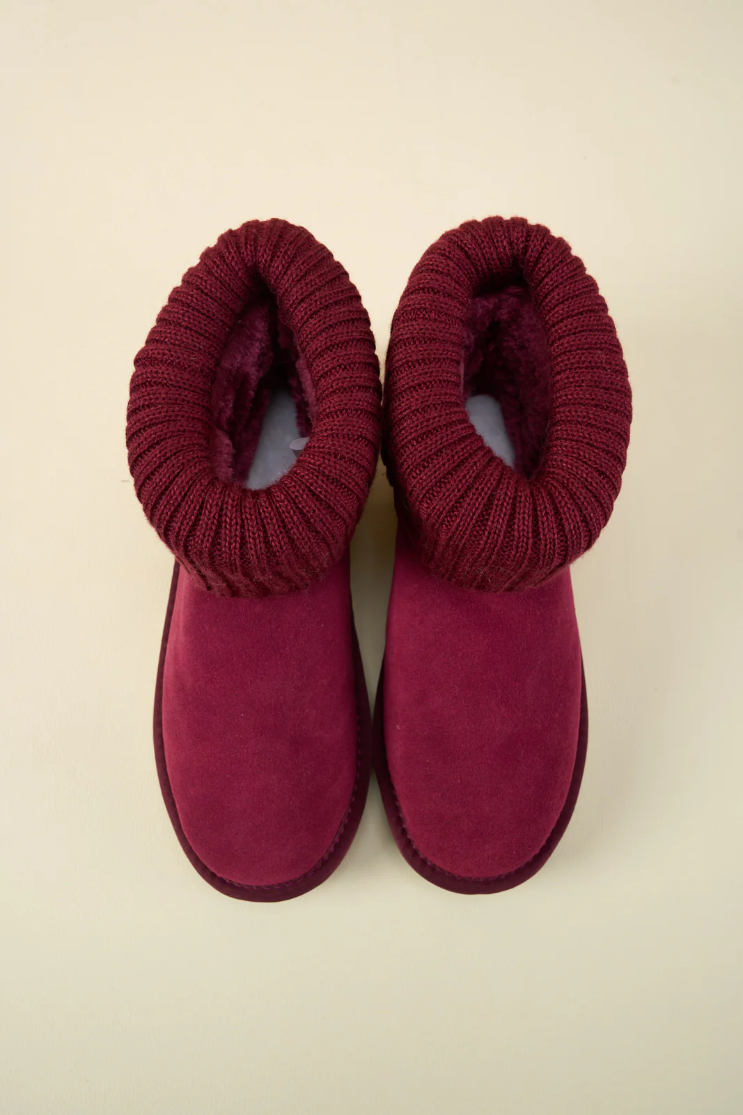 SMAIBULUN Ugg | Ankle Knit Stocking Mini Boots - Burgundy - Image 12