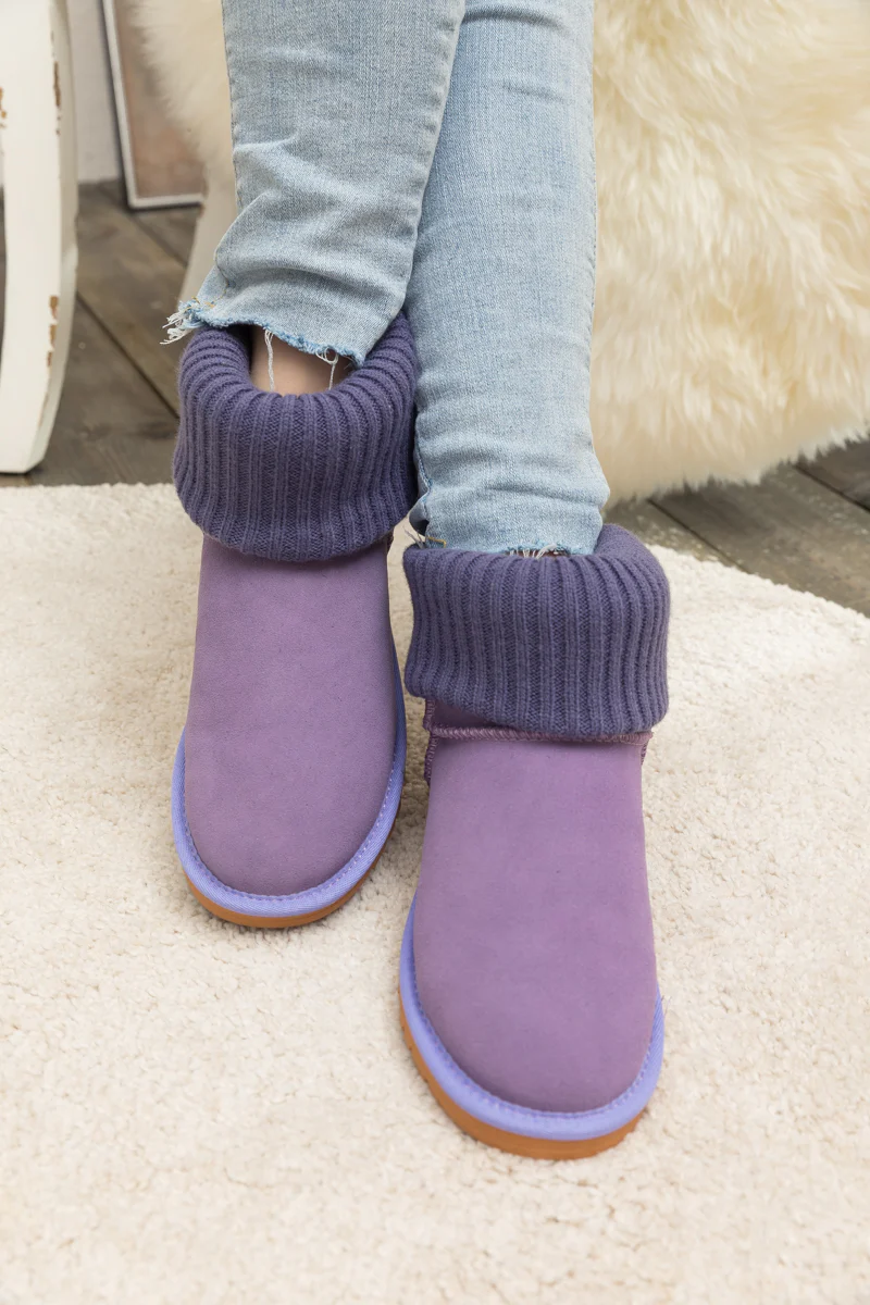 SMAIBULUN Ugg | Ankle Knit Stocking Mini Boots - Lavender - Image 10