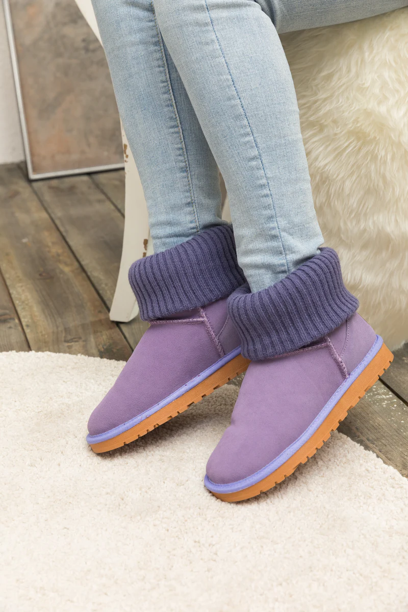 SMAIBULUN Ugg | Ankle Knit Stocking Mini Boots - Lavender - Image 11