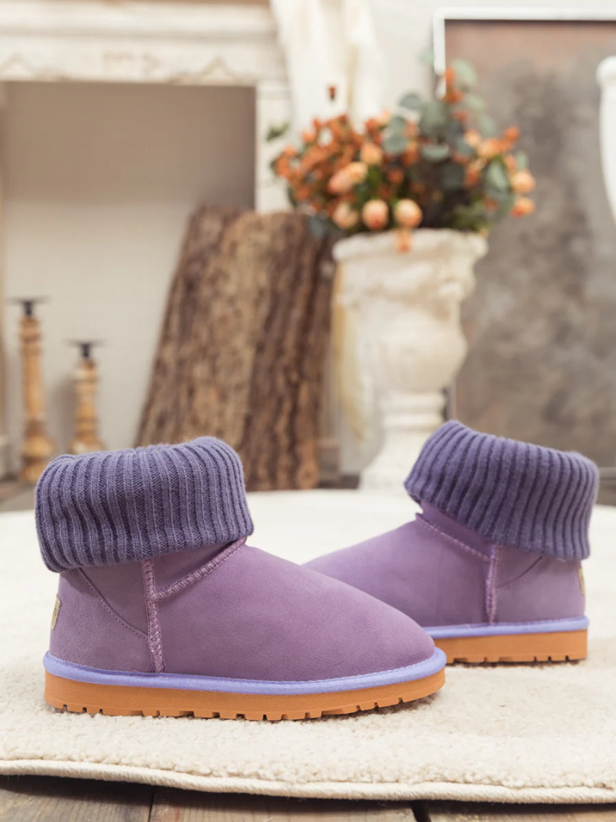 SMAIBULUN Ugg | Ankle Knit Stocking Mini Boots - Lavender - Image 2