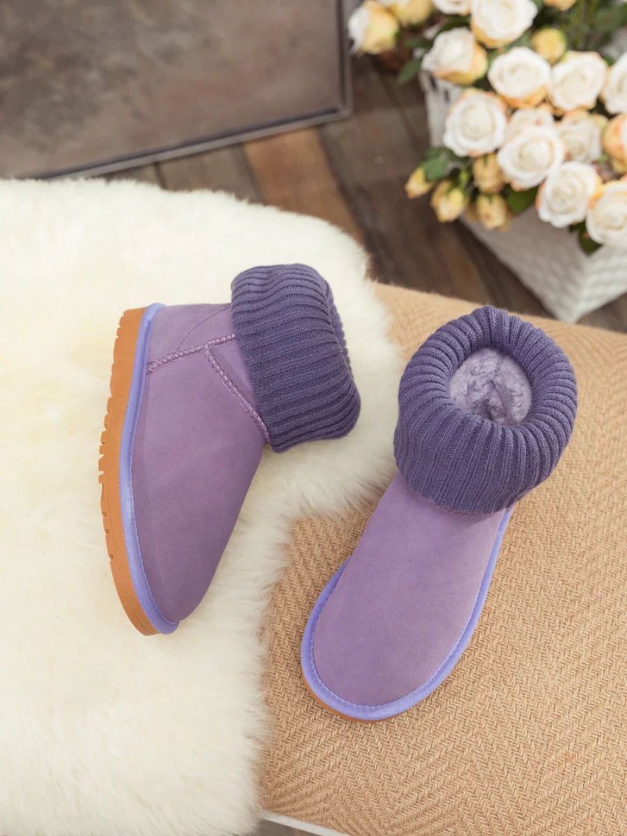SMAIBULUN Ugg | Ankle Knit Stocking Mini Boots - Lavender - Image 3