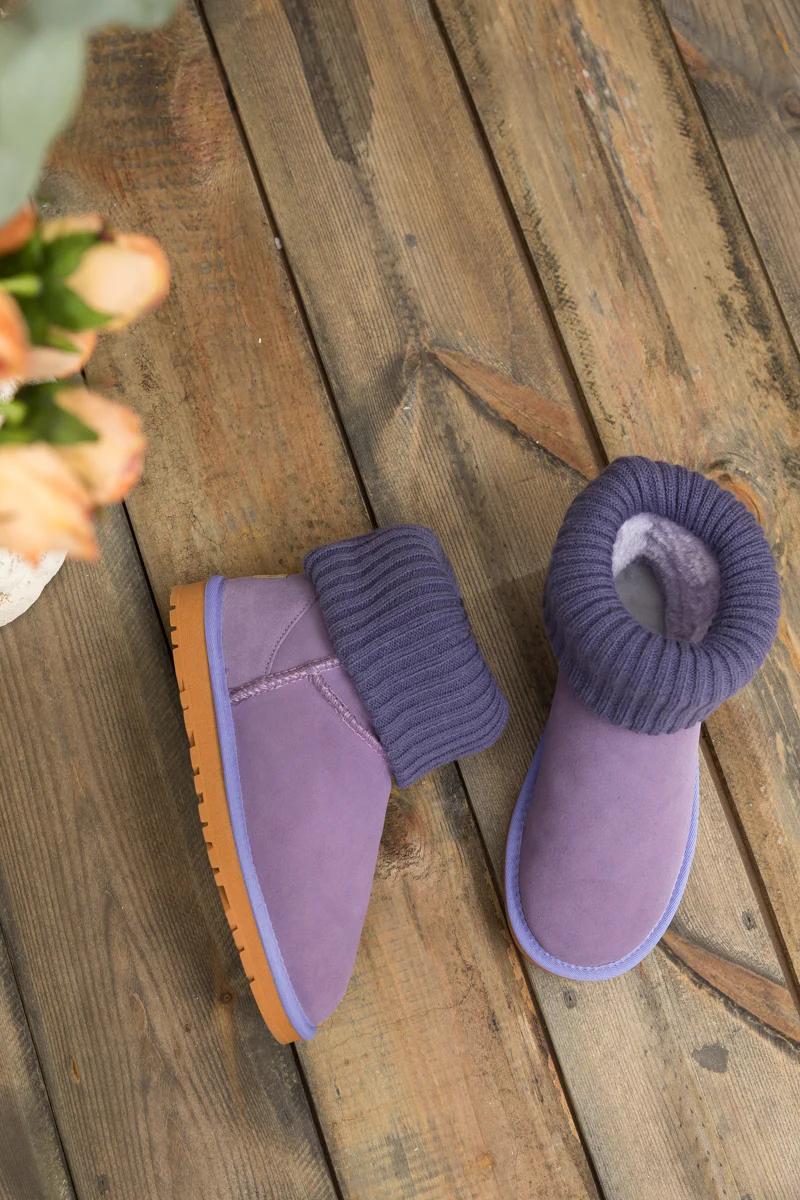 SMAIBULUN Ugg | Ankle Knit Stocking Mini Boots - Lavender - Image 5
