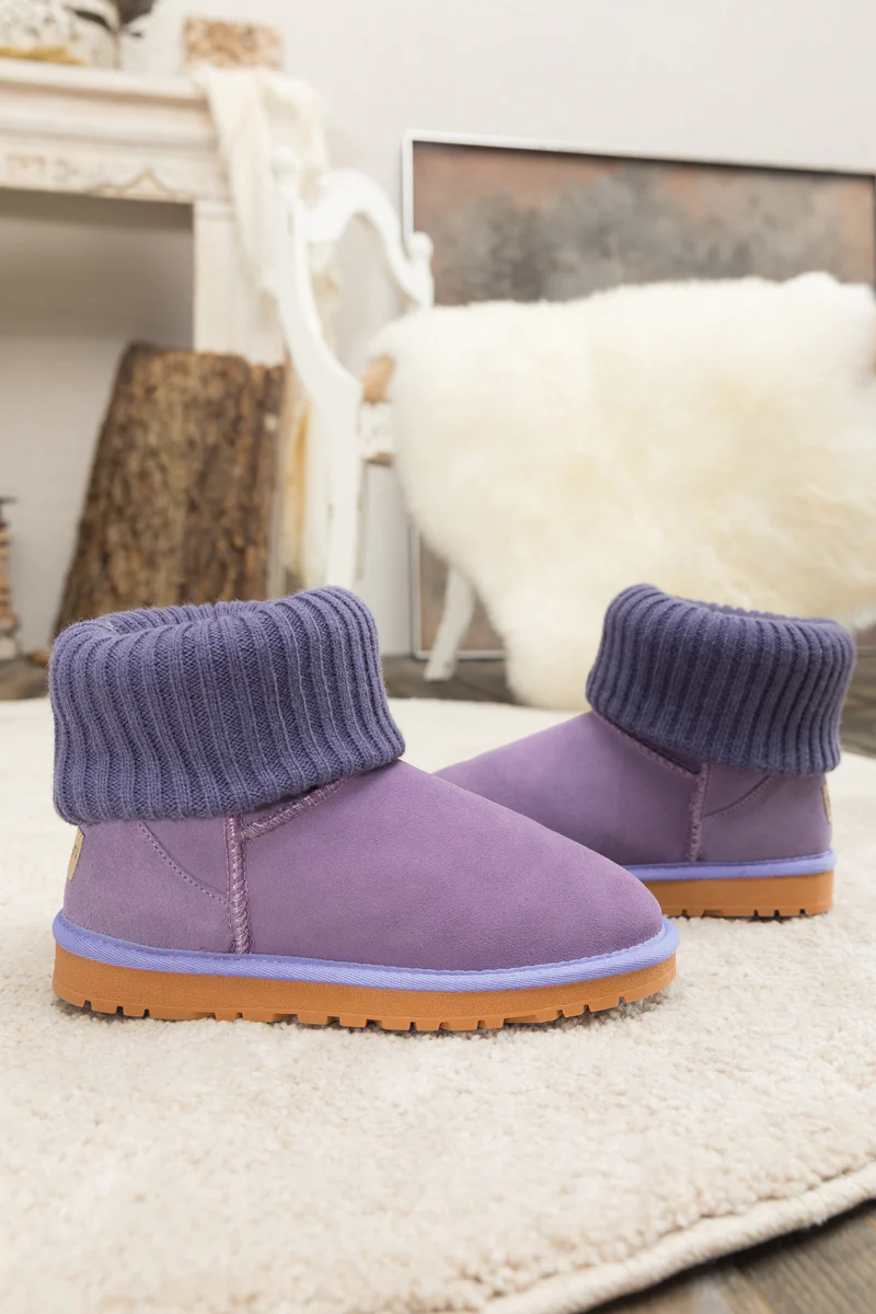 SMAIBULUN Ugg | Ankle Knit Stocking Mini Boots - Lavender - Image 6
