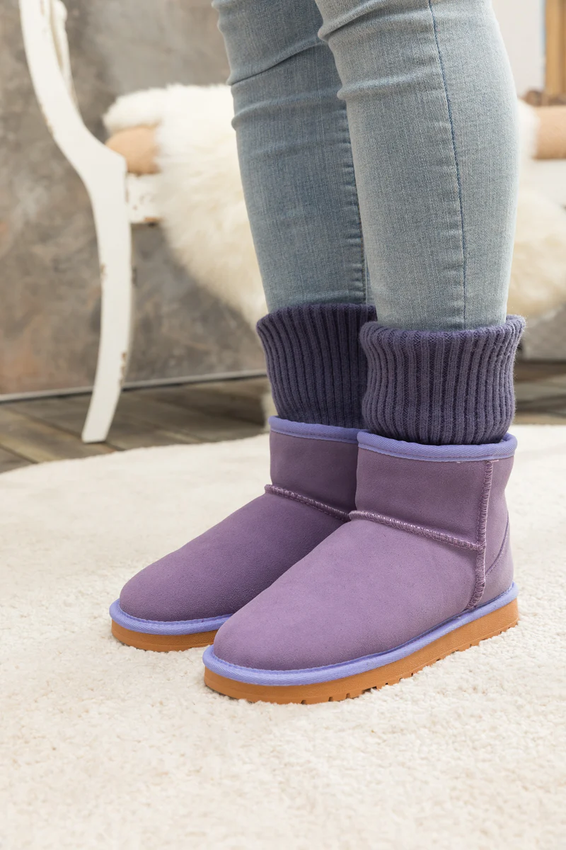 SMAIBULUN Ugg | Ankle Knit Stocking Mini Boots - Lavender - Image 7