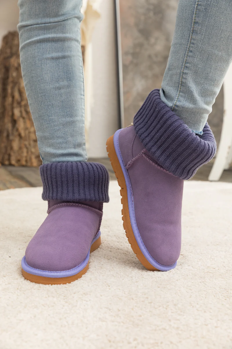 SMAIBULUN Ugg | Ankle Knit Stocking Mini Boots - Lavender - Image 9