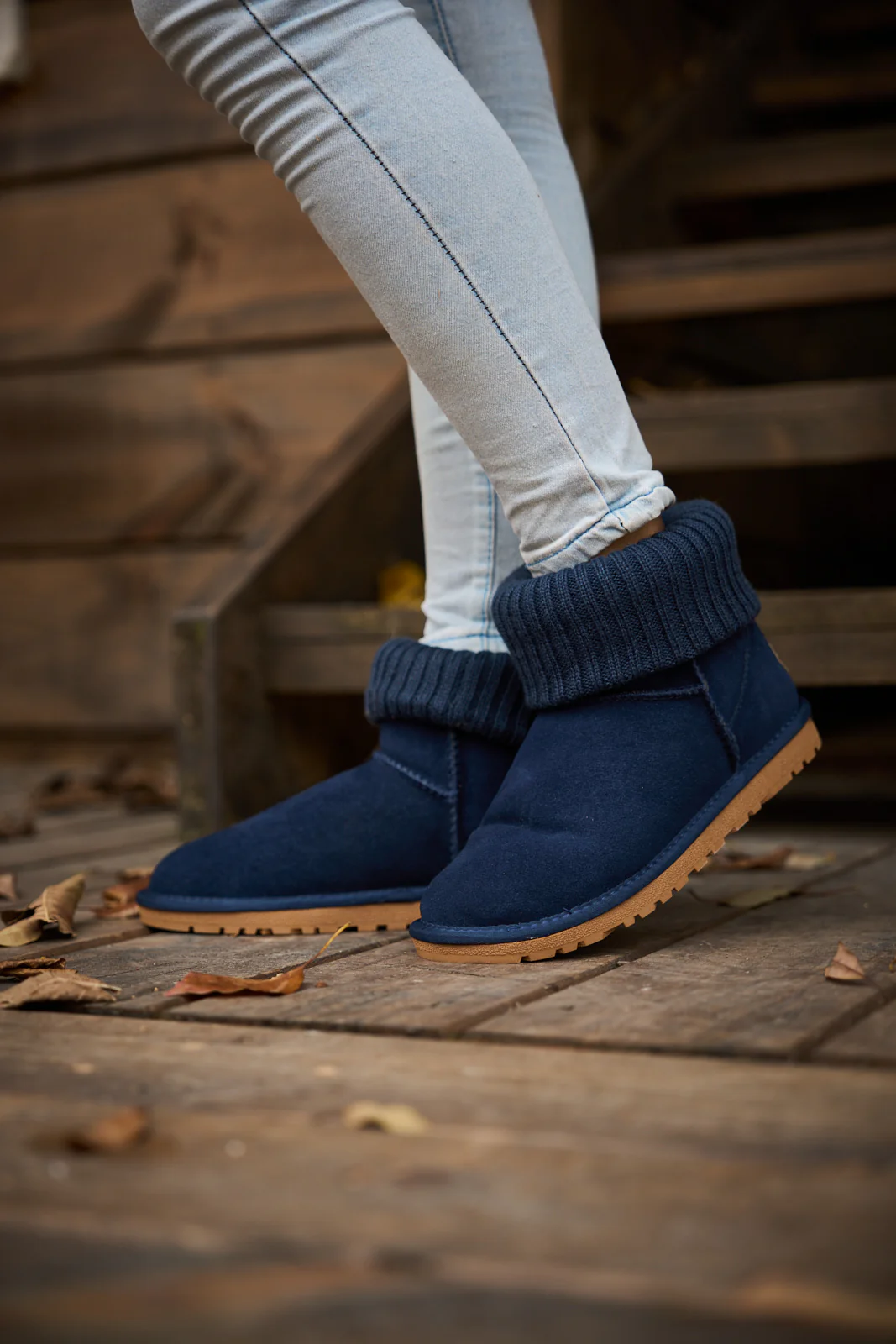 SMAIBULUN Ugg | Ankle Knit Stocking Mini Boots - Navy - Image 2