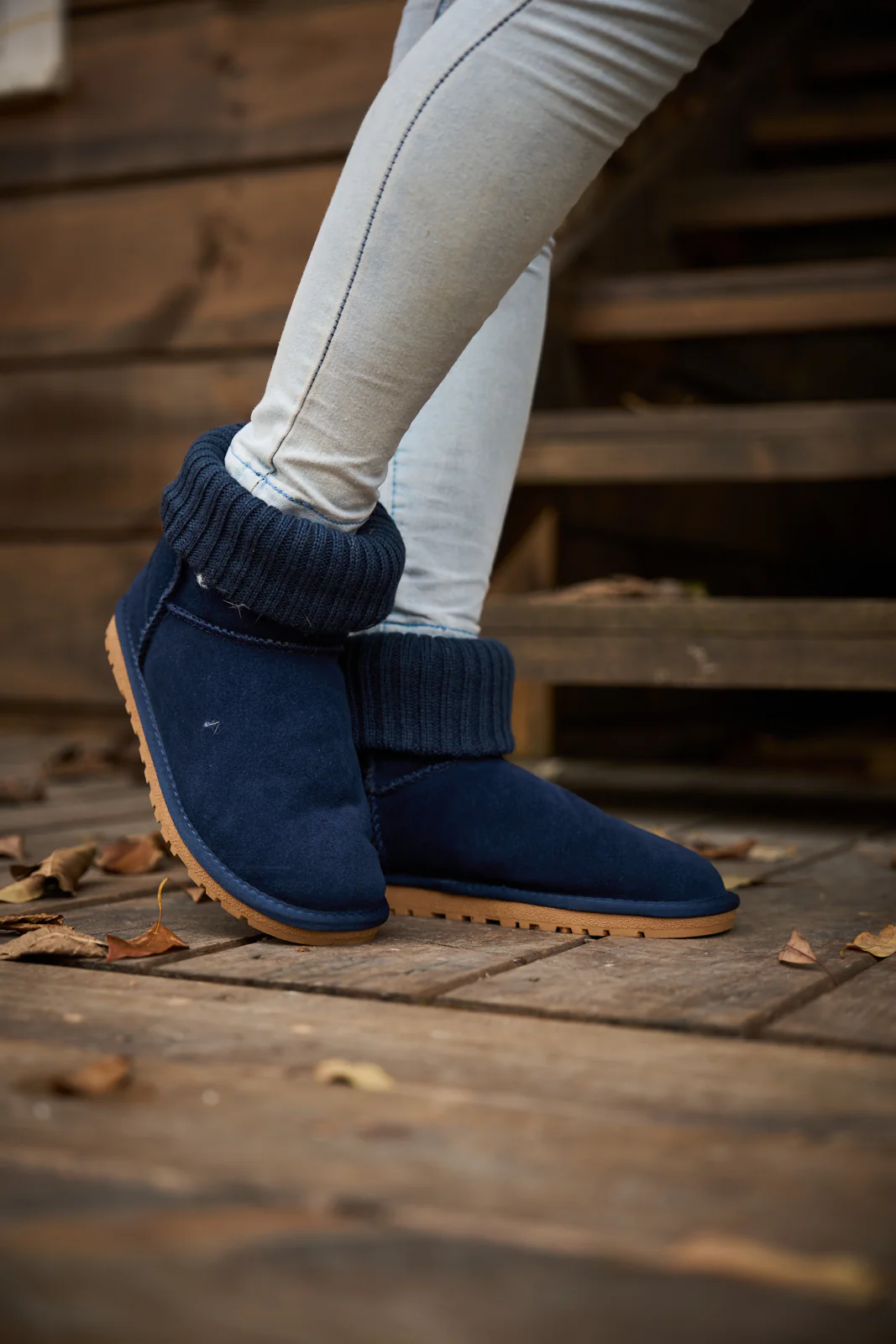 SMAIBULUN Ugg | Ankle Knit Stocking Mini Boots - Navy - Image 3