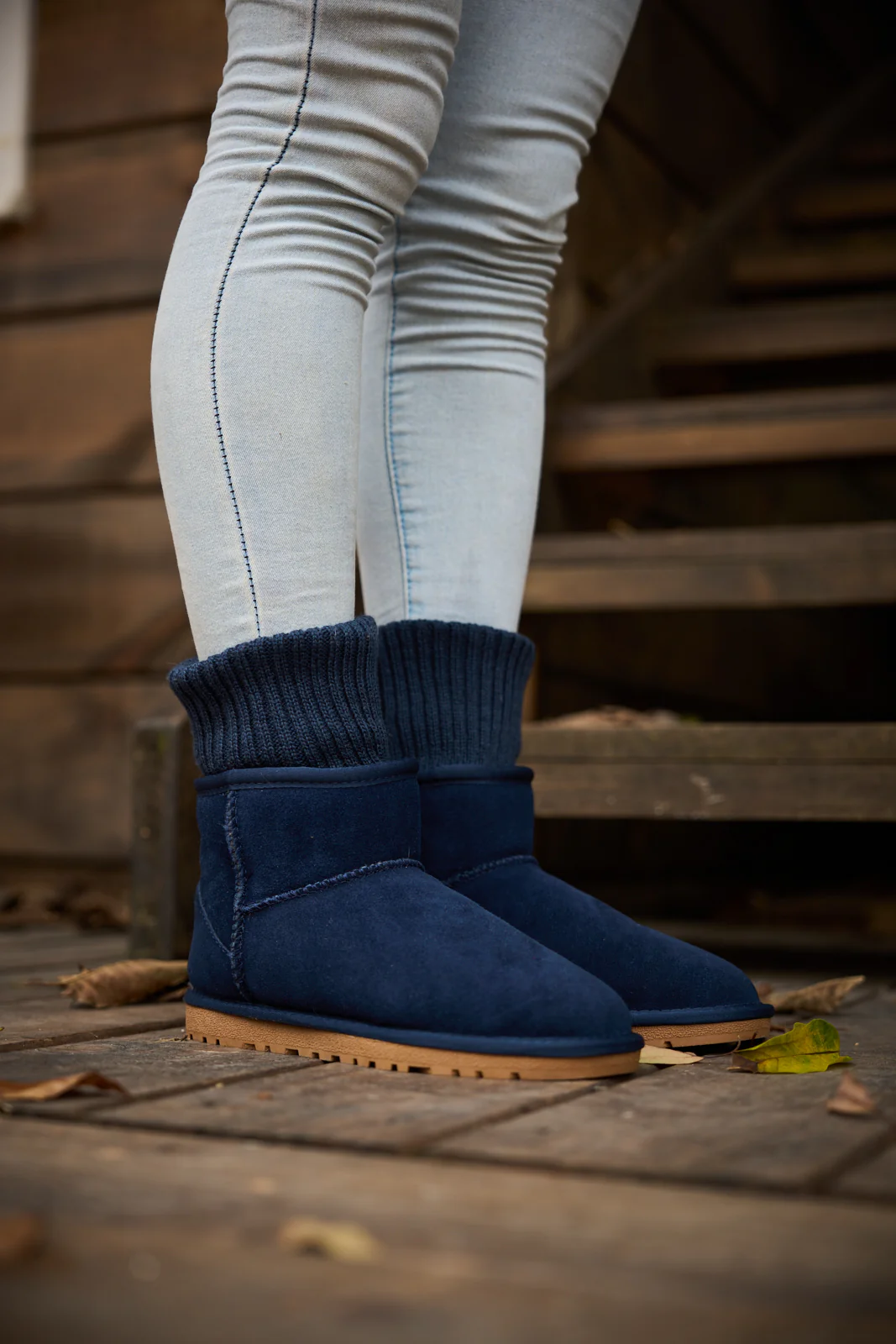 SMAIBULUN Ugg | Ankle Knit Stocking Mini Boots - Navy - Image 4