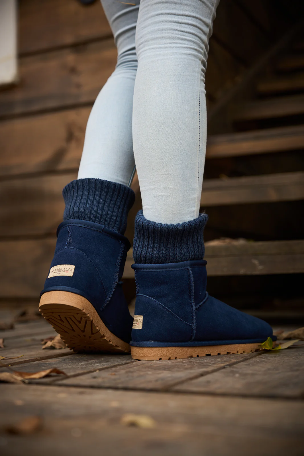 SMAIBULUN Ugg | Ankle Knit Stocking Mini Boots - Navy - Image 6