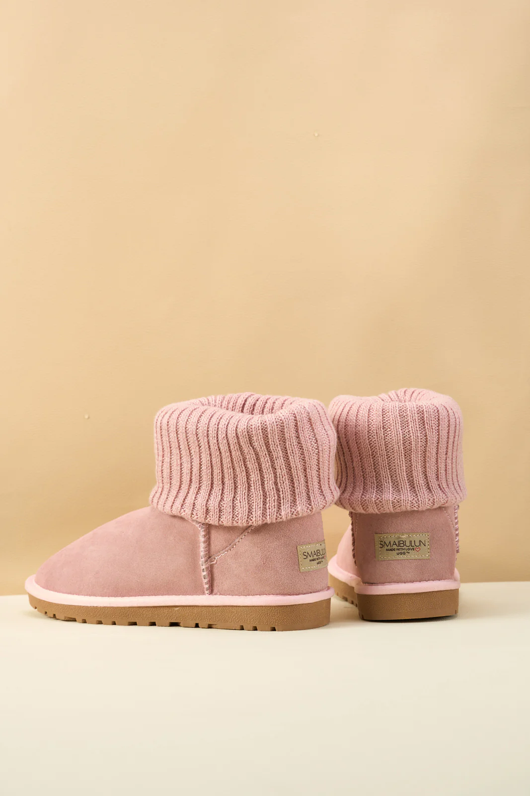 SMAIBULUN Ugg | Ankle Knit Stocking Mini Boots - Pink - Image 12