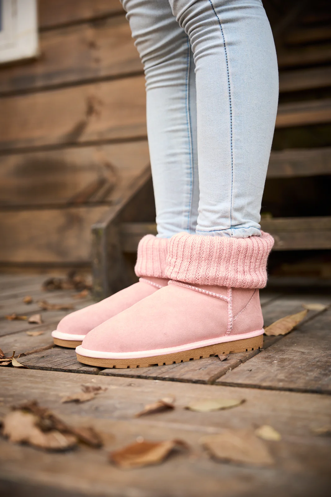 SMAIBULUN Ugg | Ankle Knit Stocking Mini Boots - Pink - Image 2