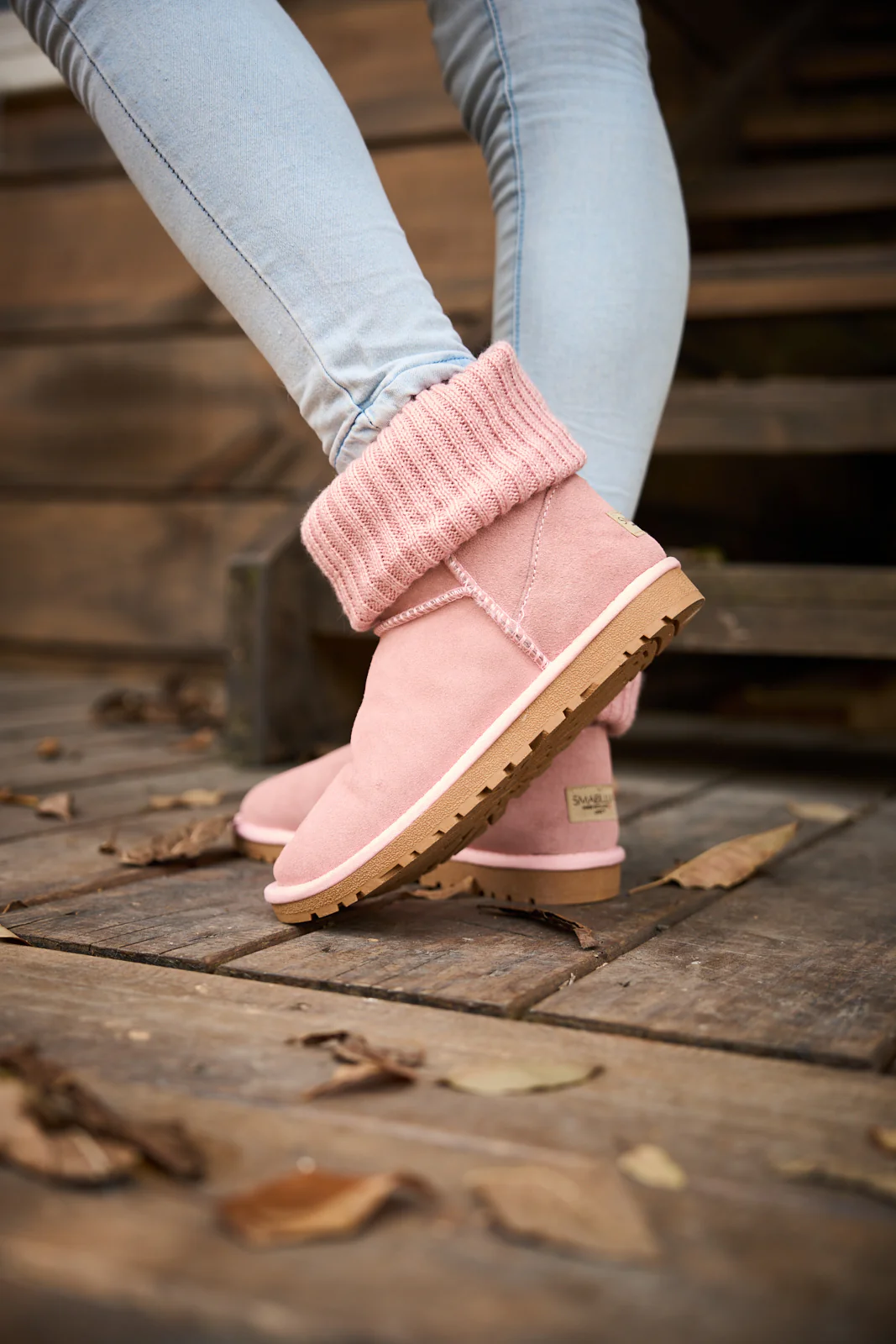 SMAIBULUN Ugg | Ankle Knit Stocking Mini Boots - Pink - Image 5