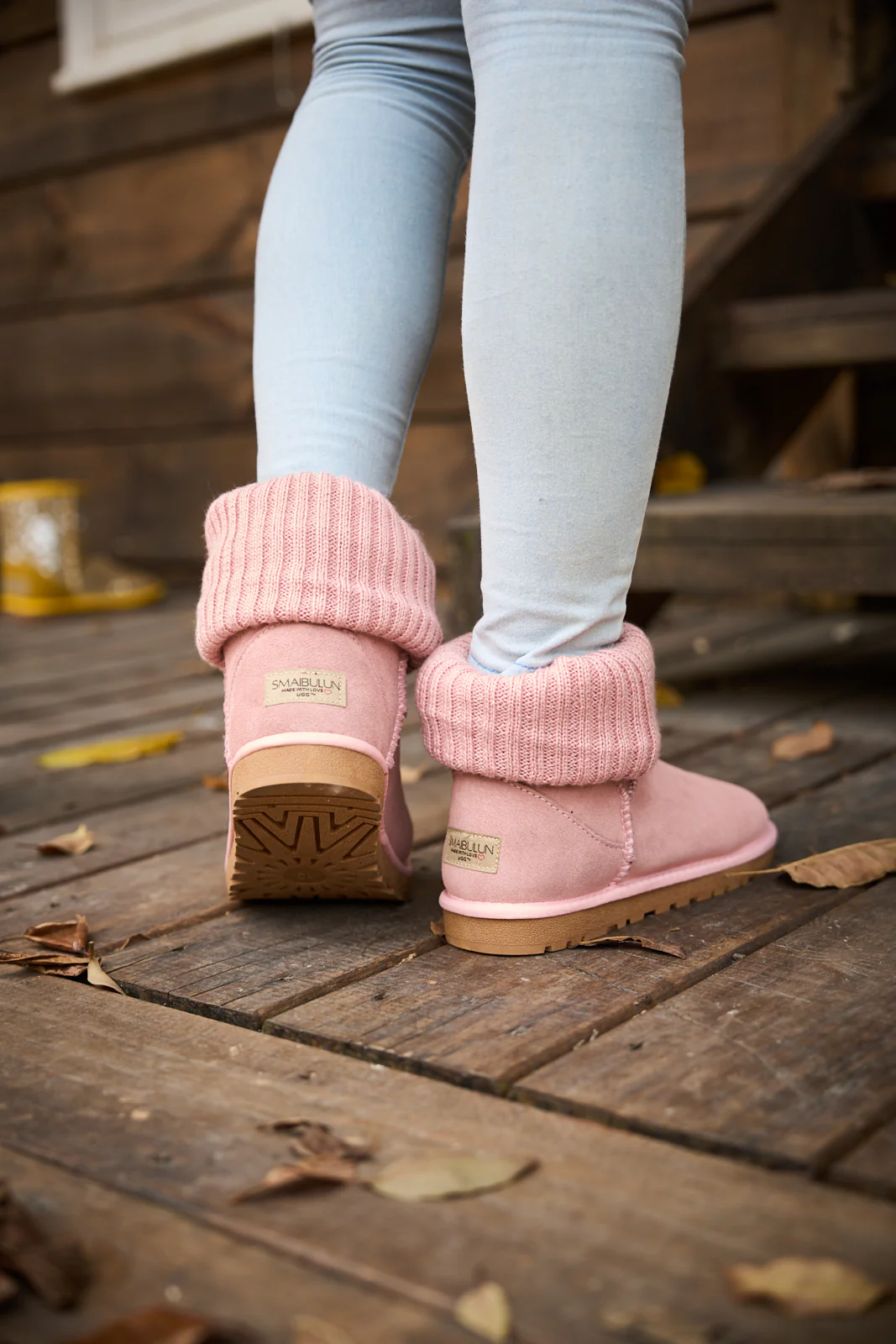 SMAIBULUN Ugg | Ankle Knit Stocking Mini Boots - Pink - Image 6