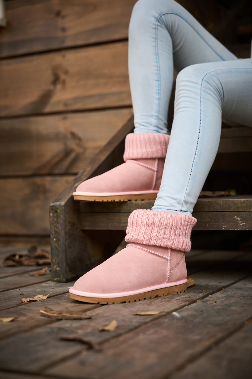 SMAIBULUN Ugg | Ankle Knit Stocking Mini Boots - Pink - Image 8