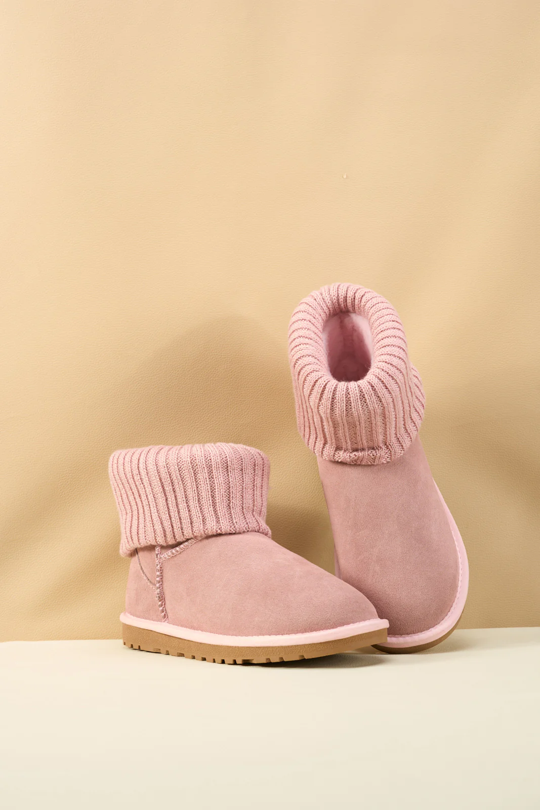 SMAIBULUN Ugg | Ankle Knit Stocking Mini Boots - Pink - Image 9