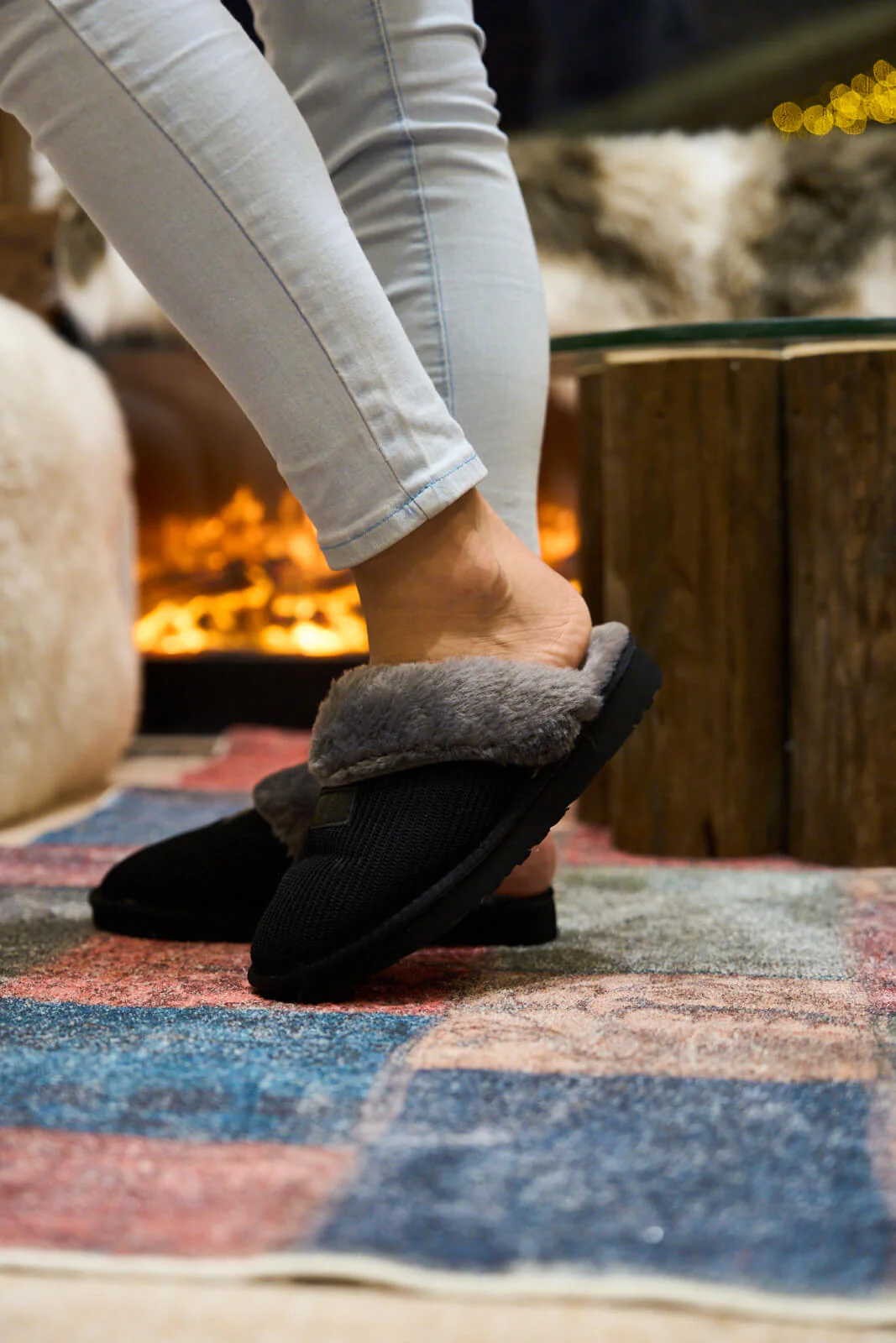 SMAIBULUN Ugg | Corduroy Knit Wool Blend Slipper - charcoal - Image 5