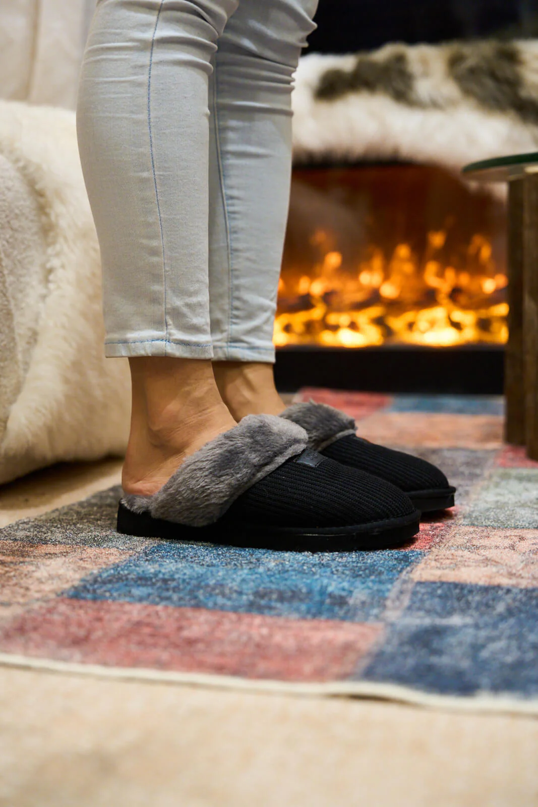 SMAIBULUN Ugg | Corduroy Knit Wool Blend Slipper - charcoal - Image 6