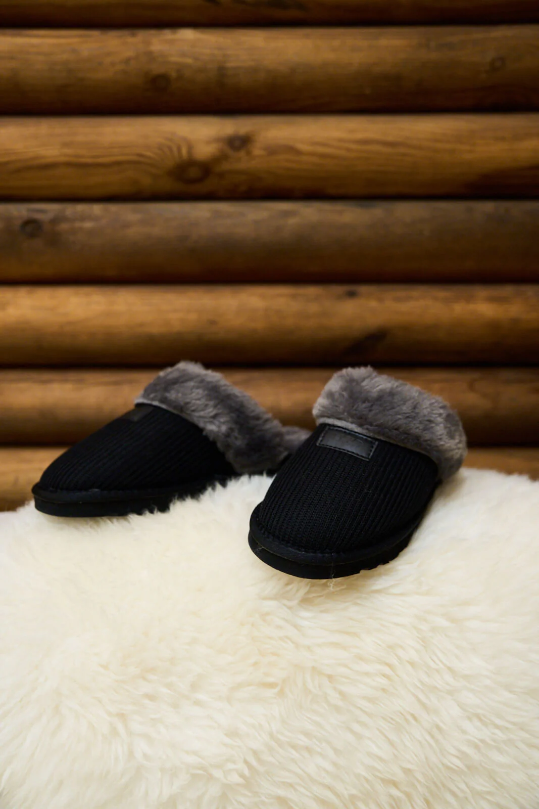 SMAIBULUN Ugg | Corduroy Knit Wool Blend Slipper - charcoal - Image 9