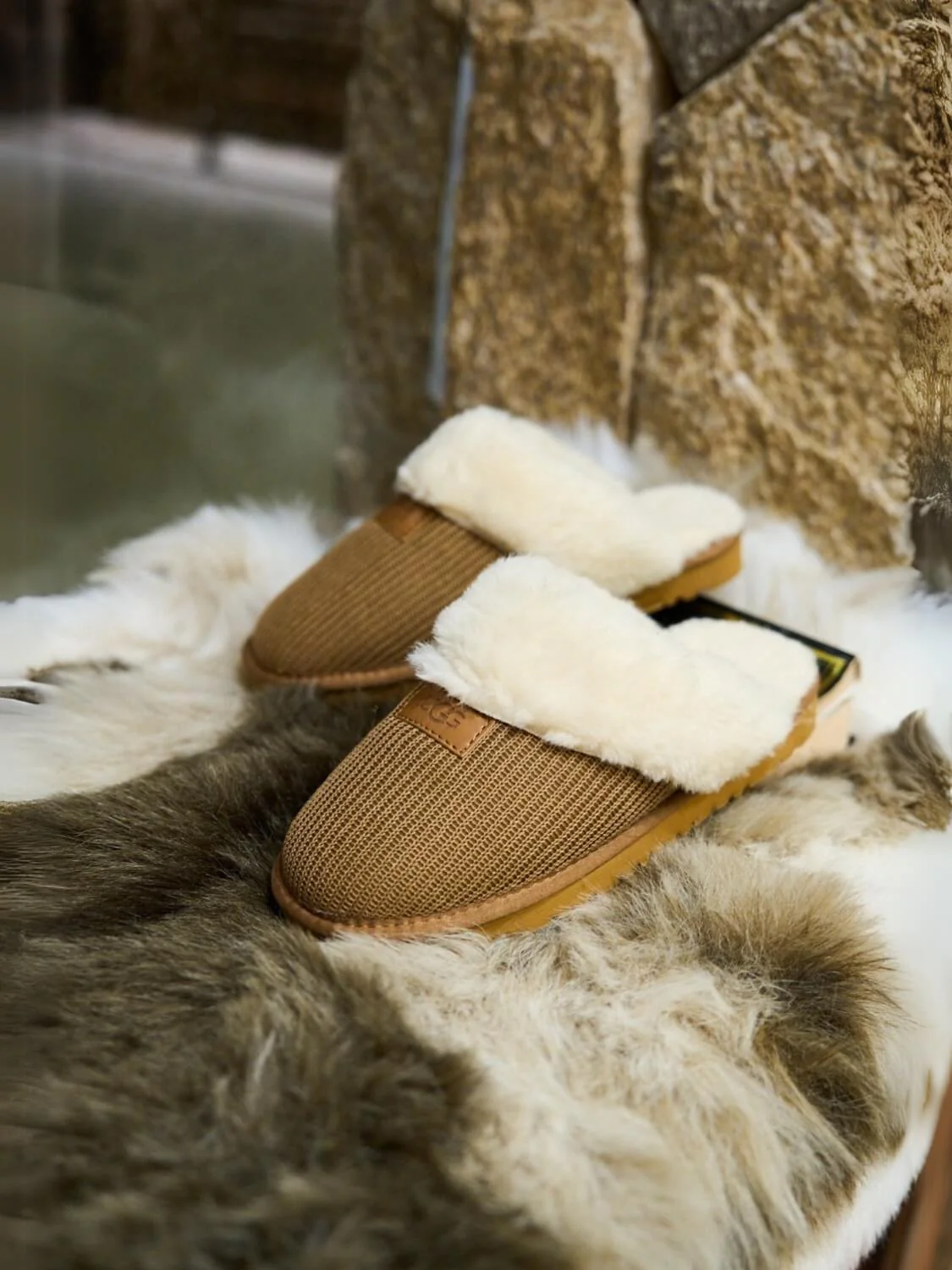 SMAIBULUN Ugg | Corduroy Knit Wool Blend Slipper - chestnut
