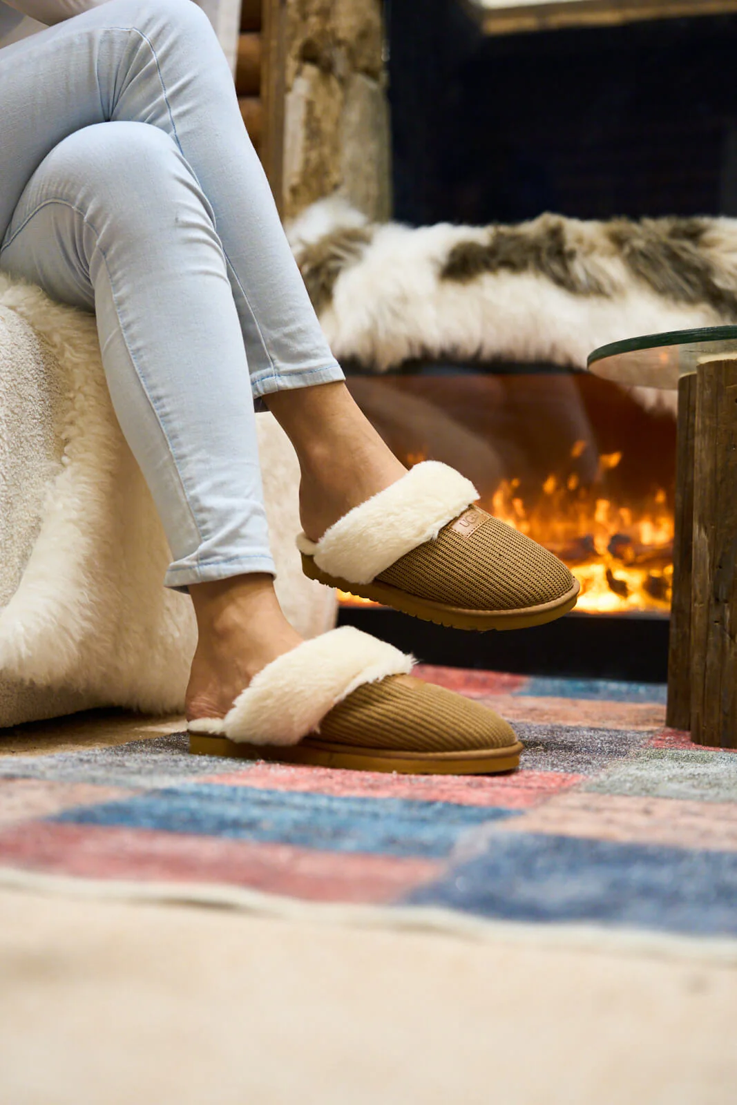 SMAIBULUN Ugg | Corduroy Knit Wool Blend Slipper - chestnut - Image 8