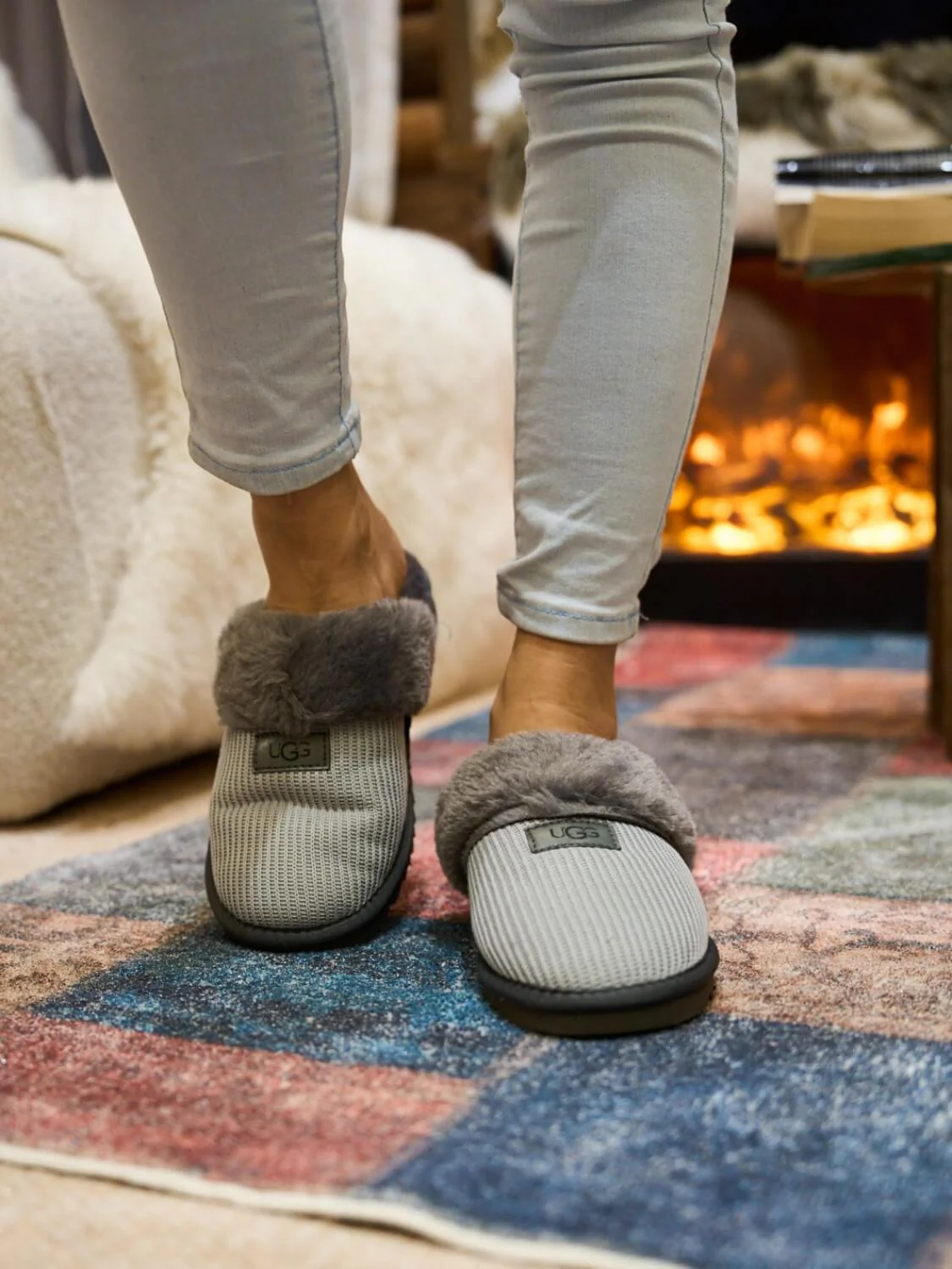 SMAIBULUN Ugg | Corduroy Knit Wool Blend Slipper - grey