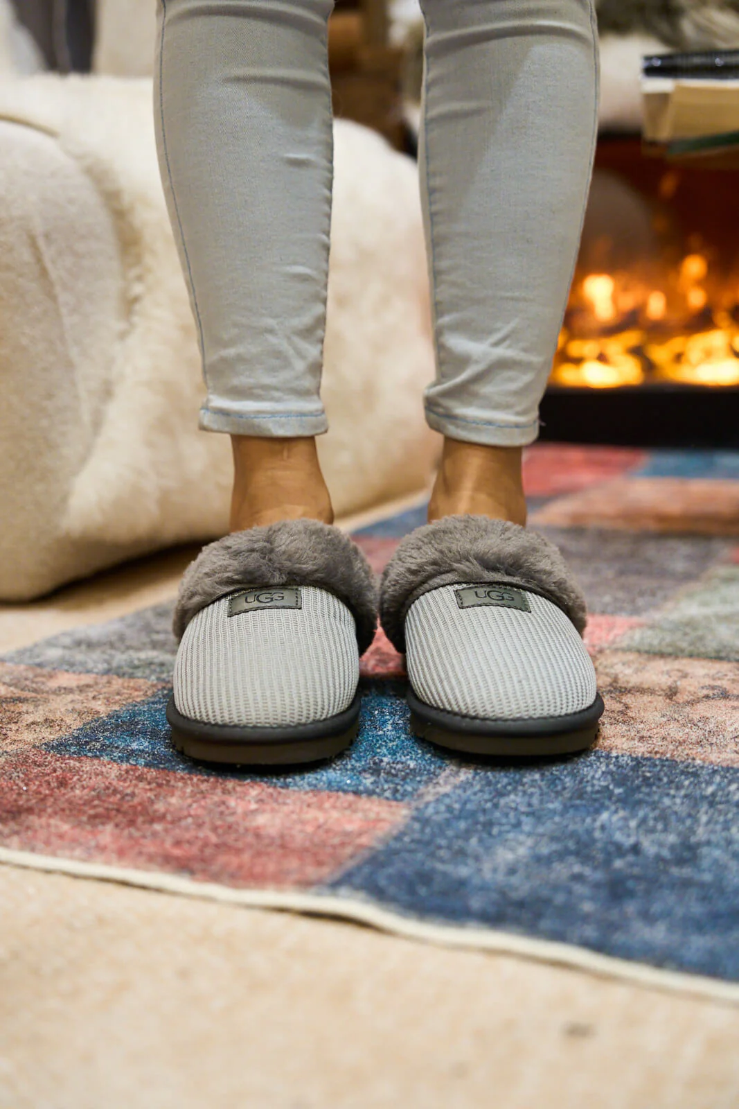 SMAIBULUN Ugg | Corduroy Knit Wool Blend Slipper - grey - Image 3