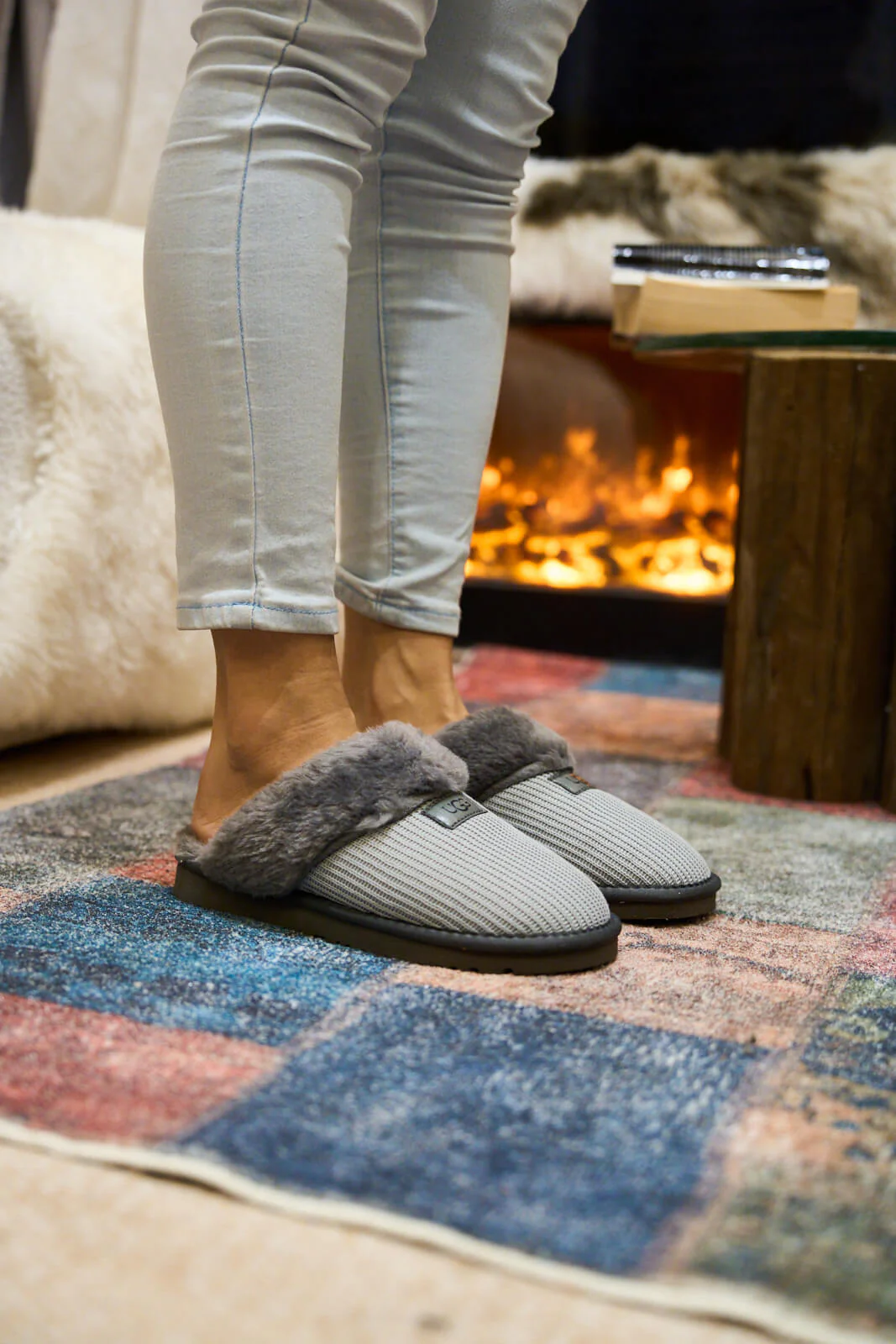 SMAIBULUN Ugg | Corduroy Knit Wool Blend Slipper - grey - Image 5