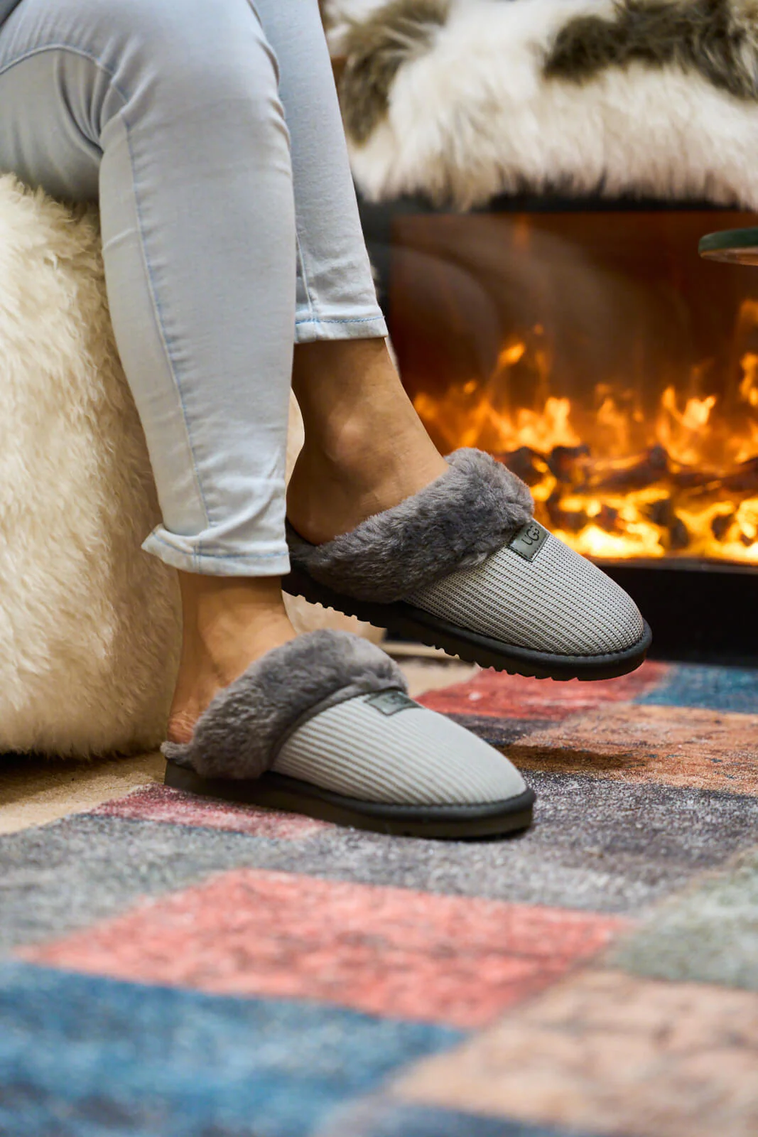 SMAIBULUN Ugg | Corduroy Knit Wool Blend Slipper - grey - Image 7