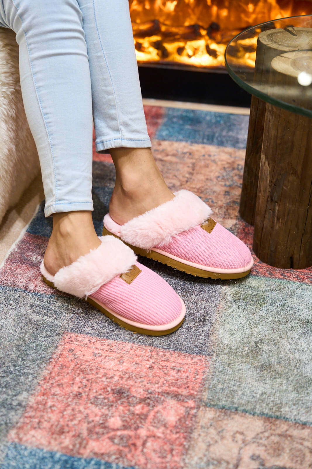 SMAIBULUN Ugg | Corduroy Knit Wool Blend Slipper - pink - Image 2