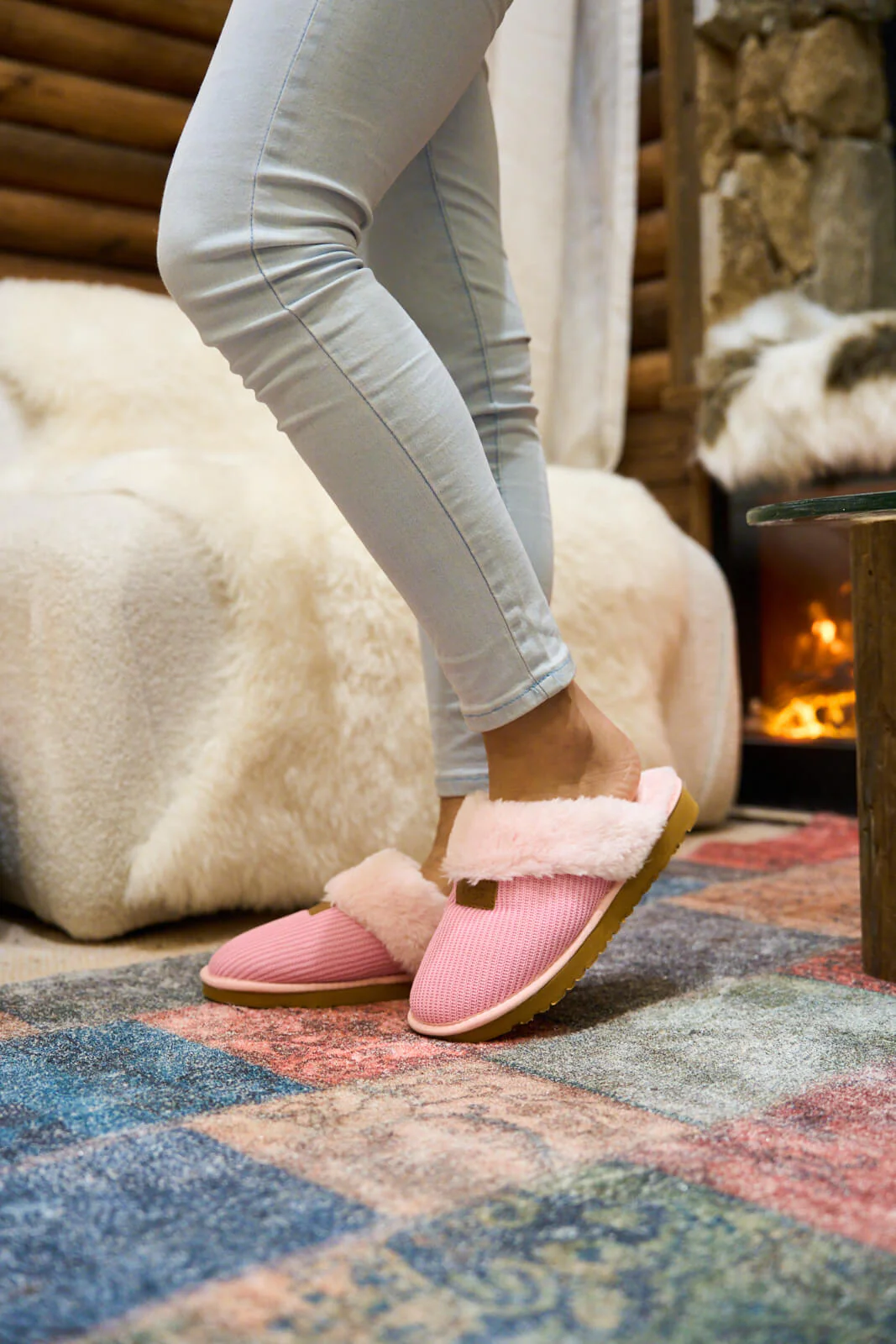 SMAIBULUN Ugg | Corduroy Knit Wool Blend Slipper - pink - Image 7