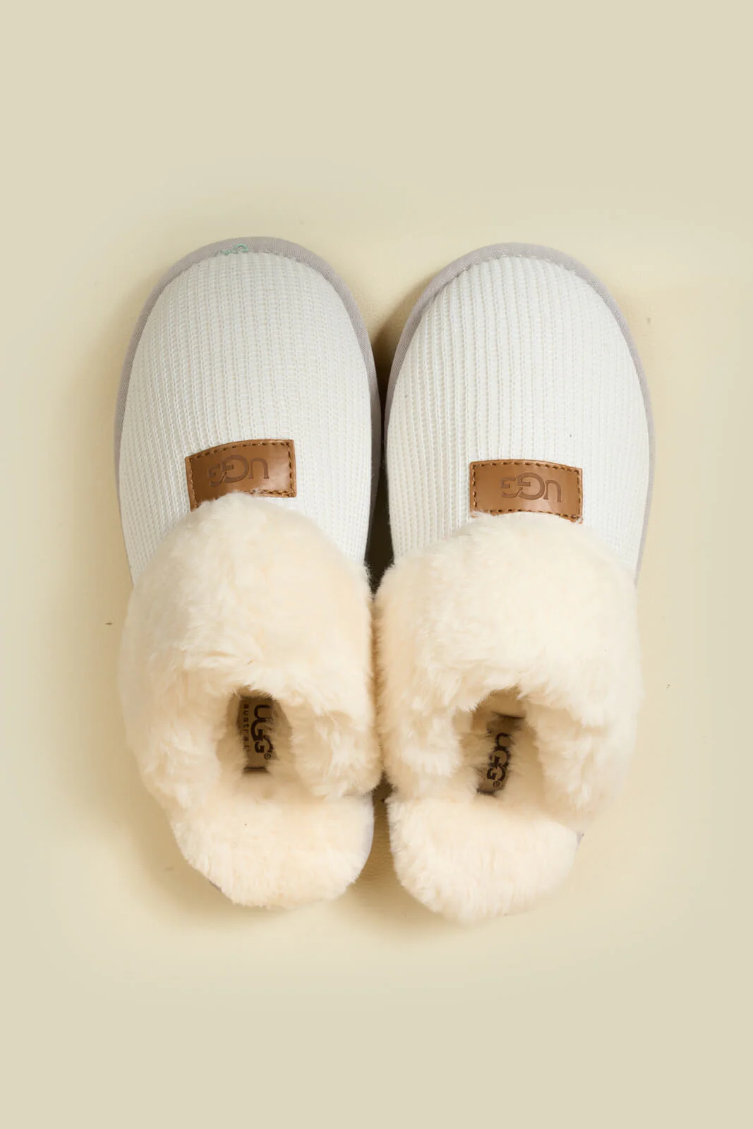SMAIBULUN Ugg | Corduroy Knit Wool Blend Slipper - white - Image 14