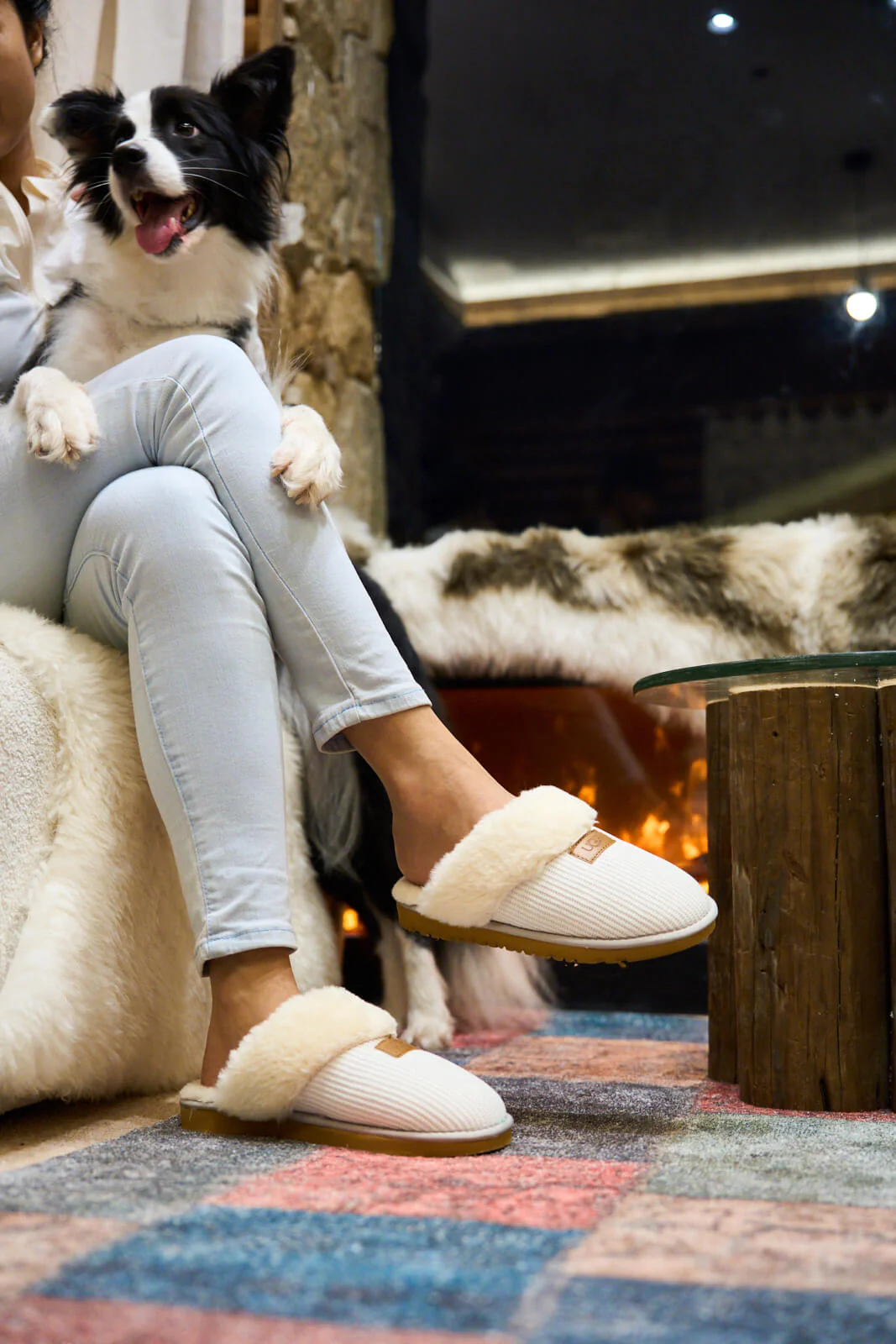 SMAIBULUN Ugg | Corduroy Knit Wool Blend Slipper - white - Image 8
