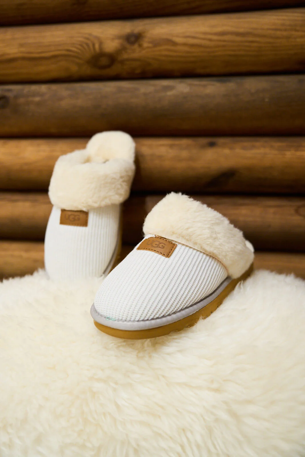 SMAIBULUN Ugg | Corduroy Knit Wool Blend Slipper - white - Image 9