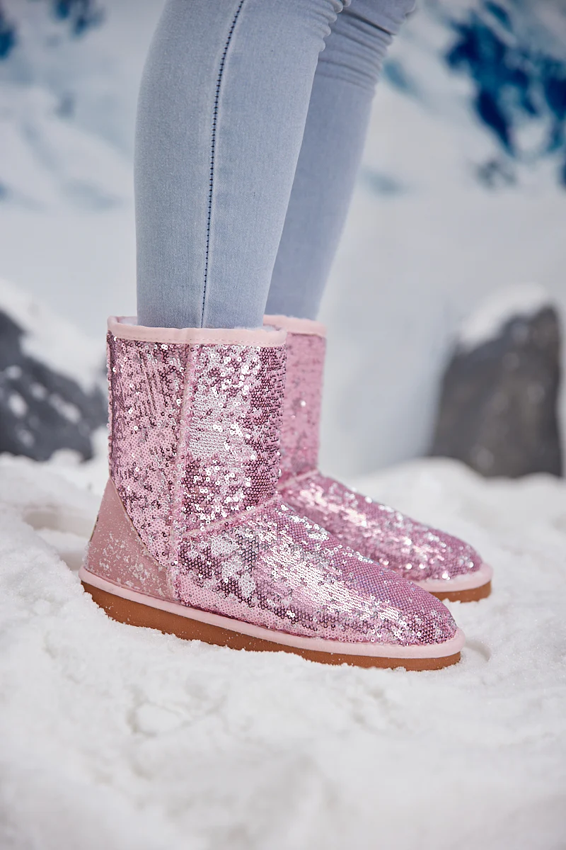 Smaibulun Ugg | Dallas Glam Sequin Shearling Boots - Baby Pink - Image 2