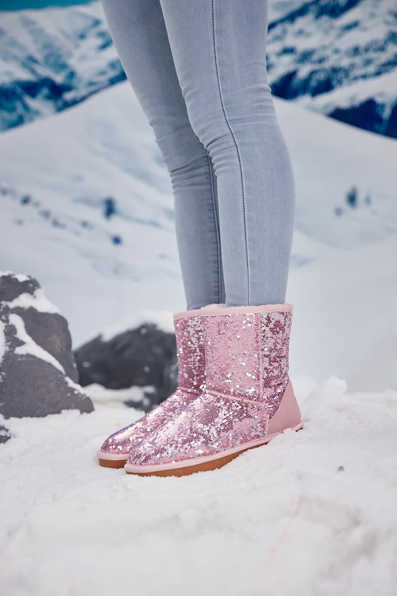 Smaibulun Ugg | Dallas Glam Sequin Shearling Boots - Baby Pink - Image 3