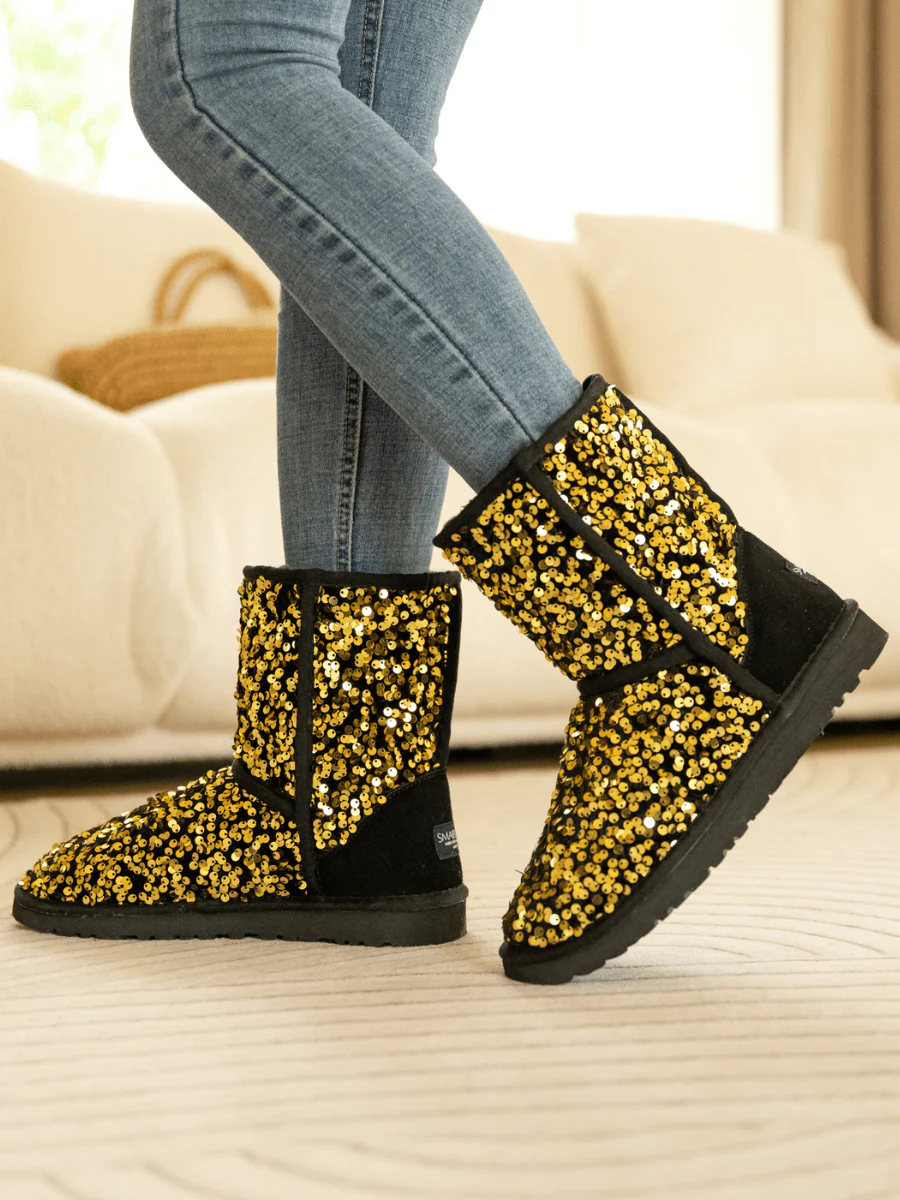 Smaibulun Ugg | Dallas Glam Sequin Shearling Boots - Gold - Image 7
