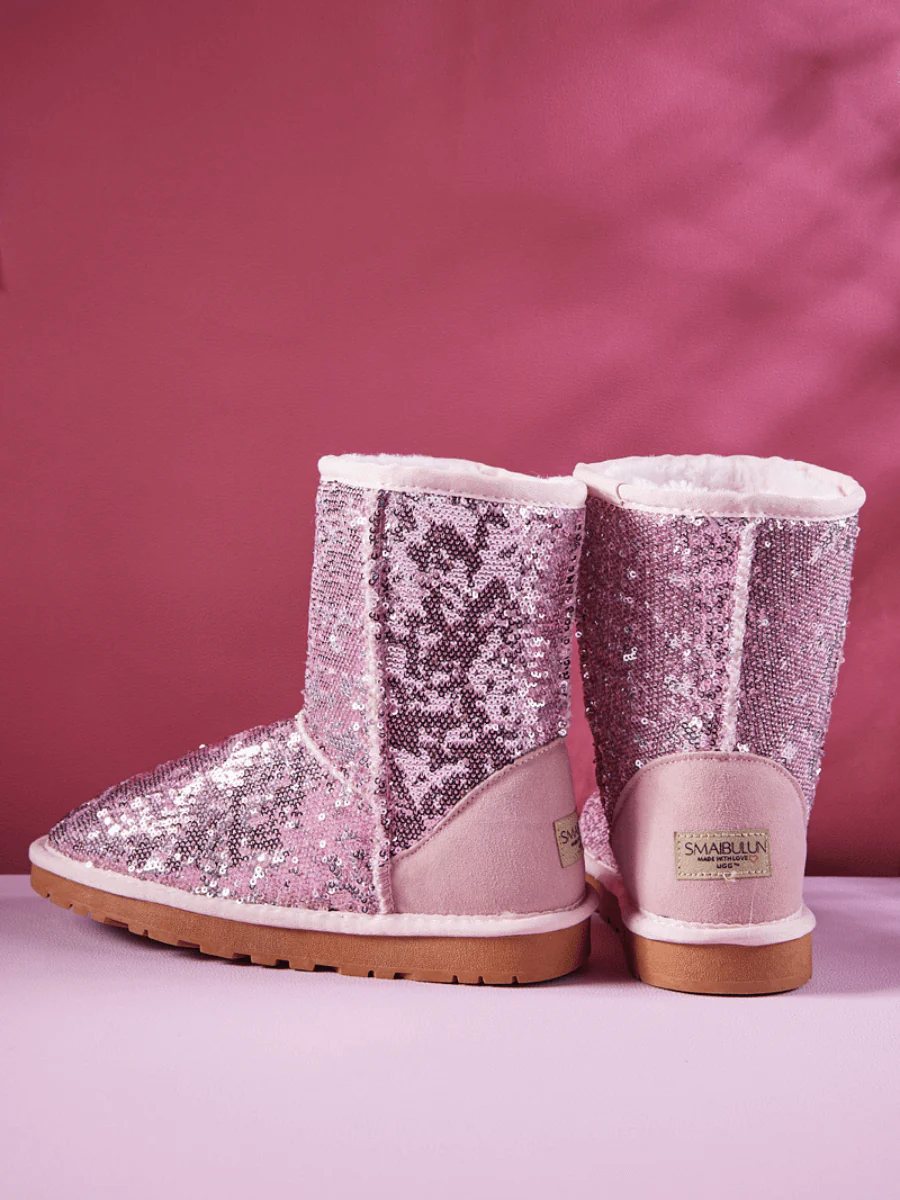 Smaibulun Ugg | Dallas Glam Sequin Shearling Boots - Pink - Image 10