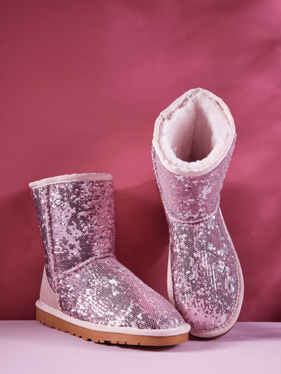 Smaibulun Ugg | Dallas Glam Sequin Shearling Boots - Pink - Image 8
