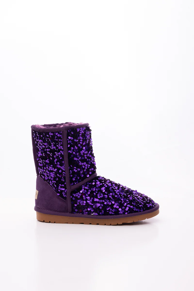 Smaibulun Ugg | Dallas Glam Sequin Shearling Boots - Purple - Image 10